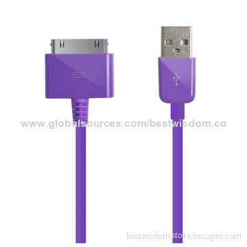 USB Charging Cable with 30-pin Connector, MFI-certified, for iPhone 4/4S